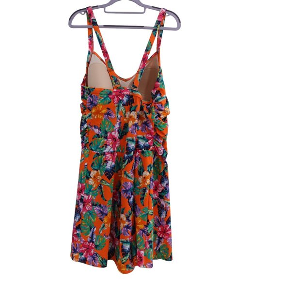 NWOT Denim & Co. Beach Regular Sweetheart Twist Front Swim Dress Sz 26W Orange - Picture 6 of 15